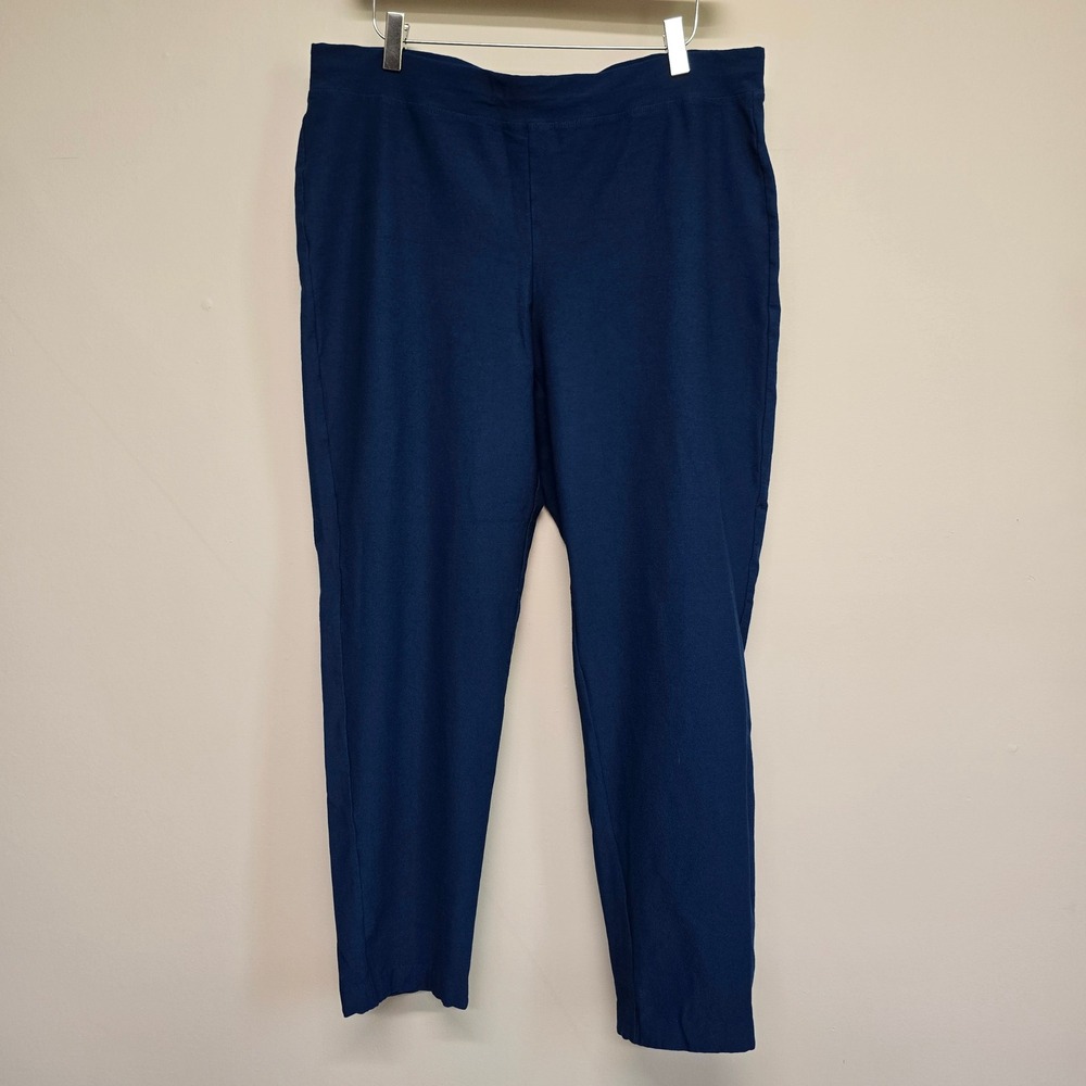 Eileen Fisher Slim Ankle Pants Womens Large Blue Stretch Viscose Minimalist